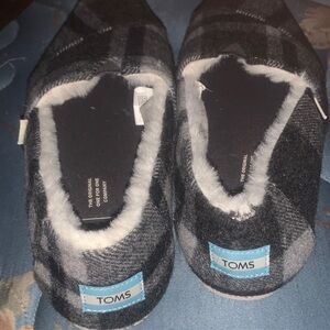 TOMS Black and Gray Slip-Ons with Soft Lining